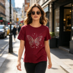 Women’s Rhinestone Butterfly T-Shirt - Image 3