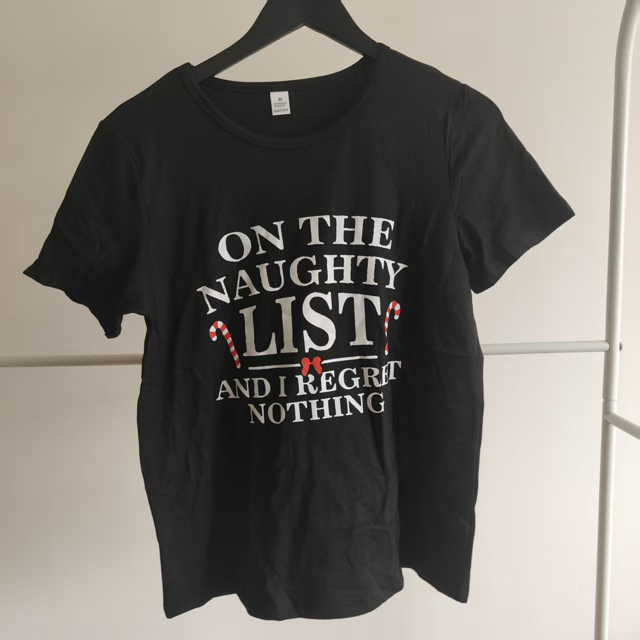 bae265436ddad79df8c5db97f2e01040 Women’s T-Shirt, Funny Holiday Tee, Black - Image 1